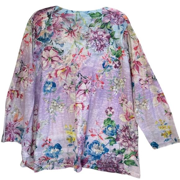 Concepts Womens XXL (20) Purple Floral Print Fairy Core V Neck Casual - Picture 2 of 6